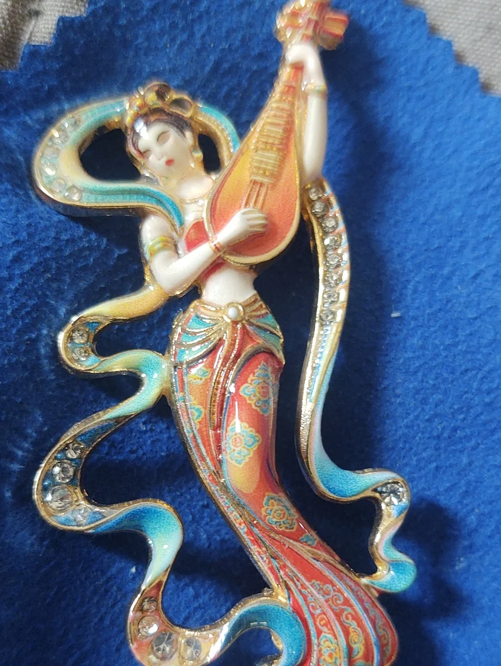 Enamel Lute Muse Brooch
